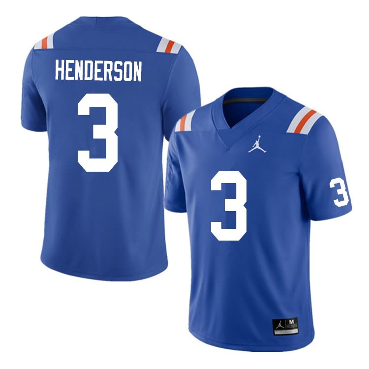 NCAA Florida Gators Xzavier Henderson Men's #3 Nike Blue Throwback Stitched Authentic College Football Jersey FXX0064HV